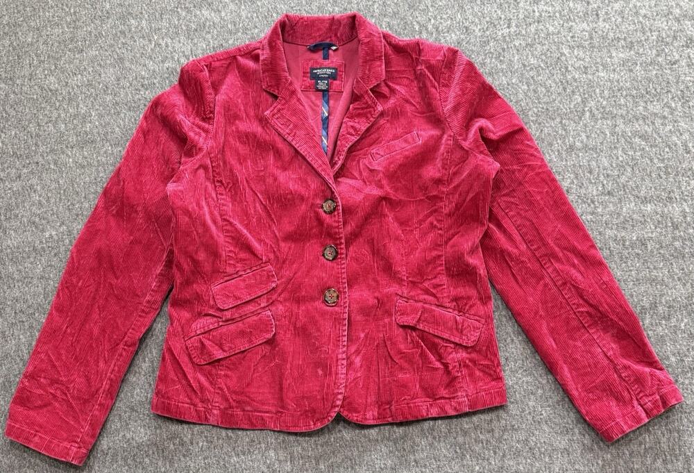 Vintage Y2K American Eagle Jacket Blazer Corduroy Stretch Women XL Preppy
